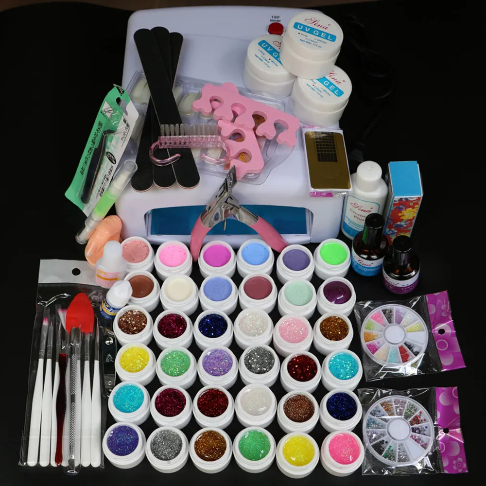 Новый Pro 24W Led 36W УФ Гель-лак с белой лампой и 36 цветов набор инструментов для ногтей