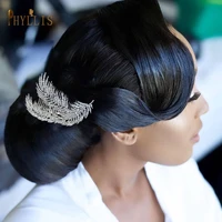 a79 korea fashion leaf wedding hair comb crystal tiara rhinestone hair clips women hairpins bridal headpiece hair accessories