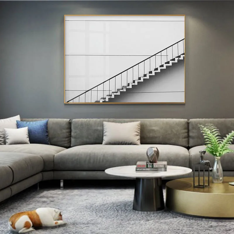 

Industrial Style Modern Scenery Architectural Stairs Corridor Photo Decoration Painting Canvas Sofa Wall Picture Poster Room