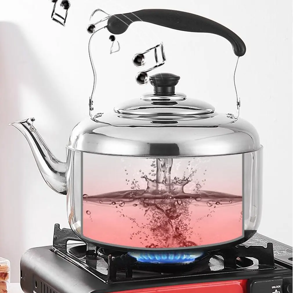 

kettle Stainless steel gas household whistle sound boiling water kettle gas induction cooker universal 4L5L6L 1pcs