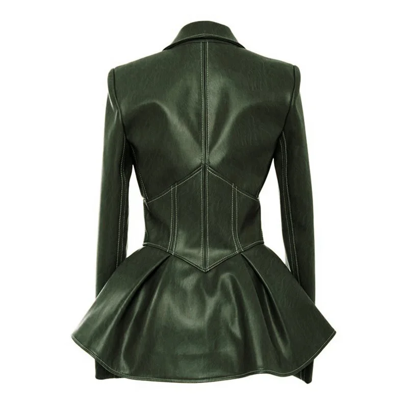 

Zipper Lady Jacket Black Gothic Artificial Leather PU Jacket Women Spring Autumn Motorcycle Handsome Leather Coat Street Style