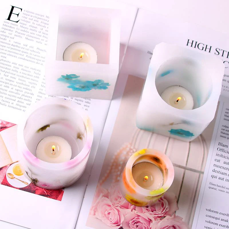 Свечи формы Стакан высушенные цветы выдолбленные подсвечники пластиковые