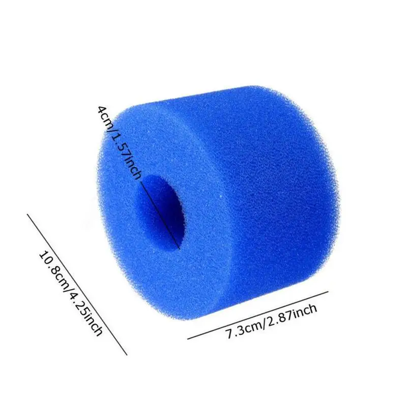 

1PC Blue High Density Cylindrical Swimming Pool Sponge Filter Washable Filter Type Reusable Foam Cartridge Accessory For In