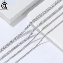 ORSA JEWELS Bling Zircon Tennis Necklace 925 Sterling Silver Italian Handmade Iced Out CZ Tennis Chain Jewelry For Men Women SSC