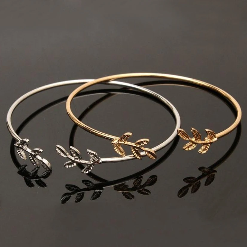 

Simple Leaf Bracelets For Girls Adjustable Opening Women's Jewelry Elegant Bangles For Women Gift To Girlfriend Valentine's Day