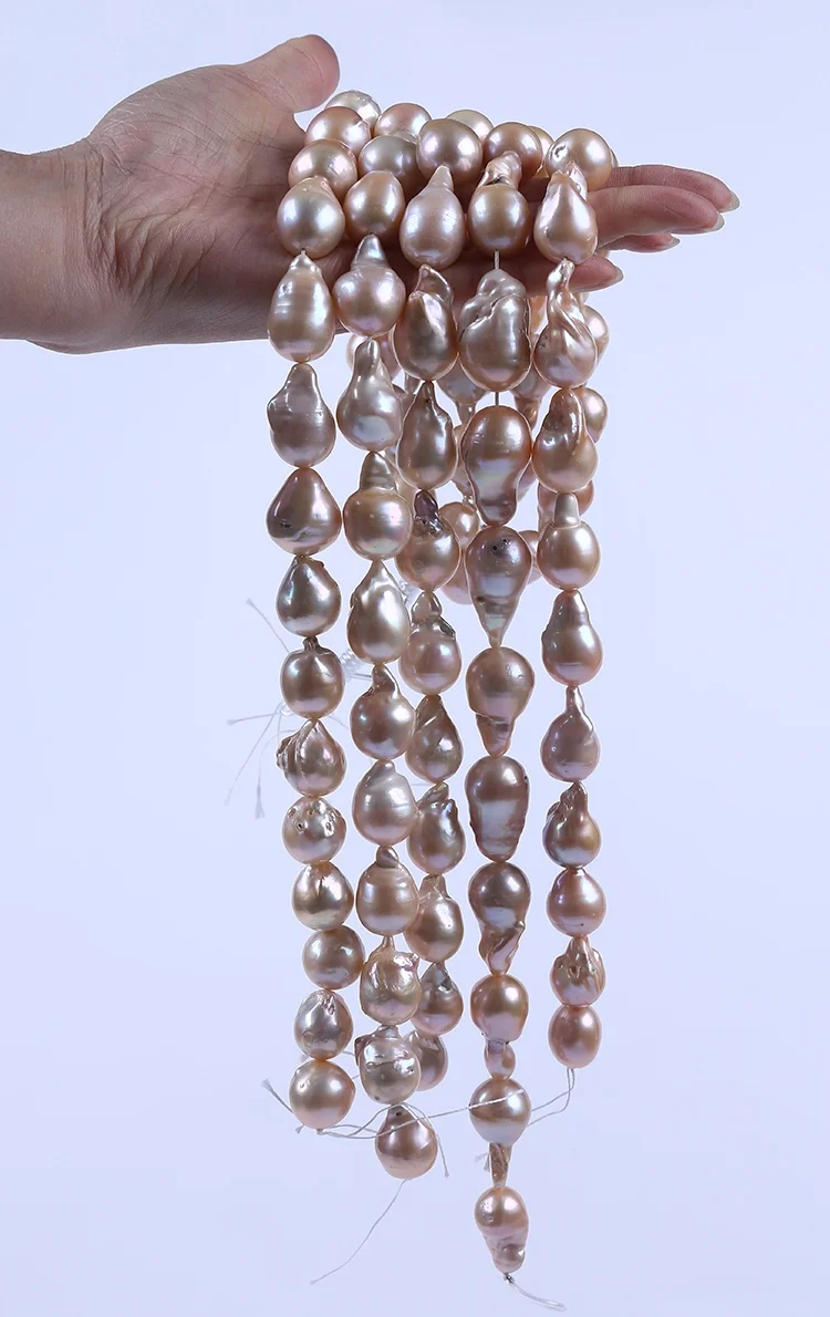 

APDGG Natural 13-18mm Pink Baroque Fresh Water Pearl Strands For women lady jewelry DIY