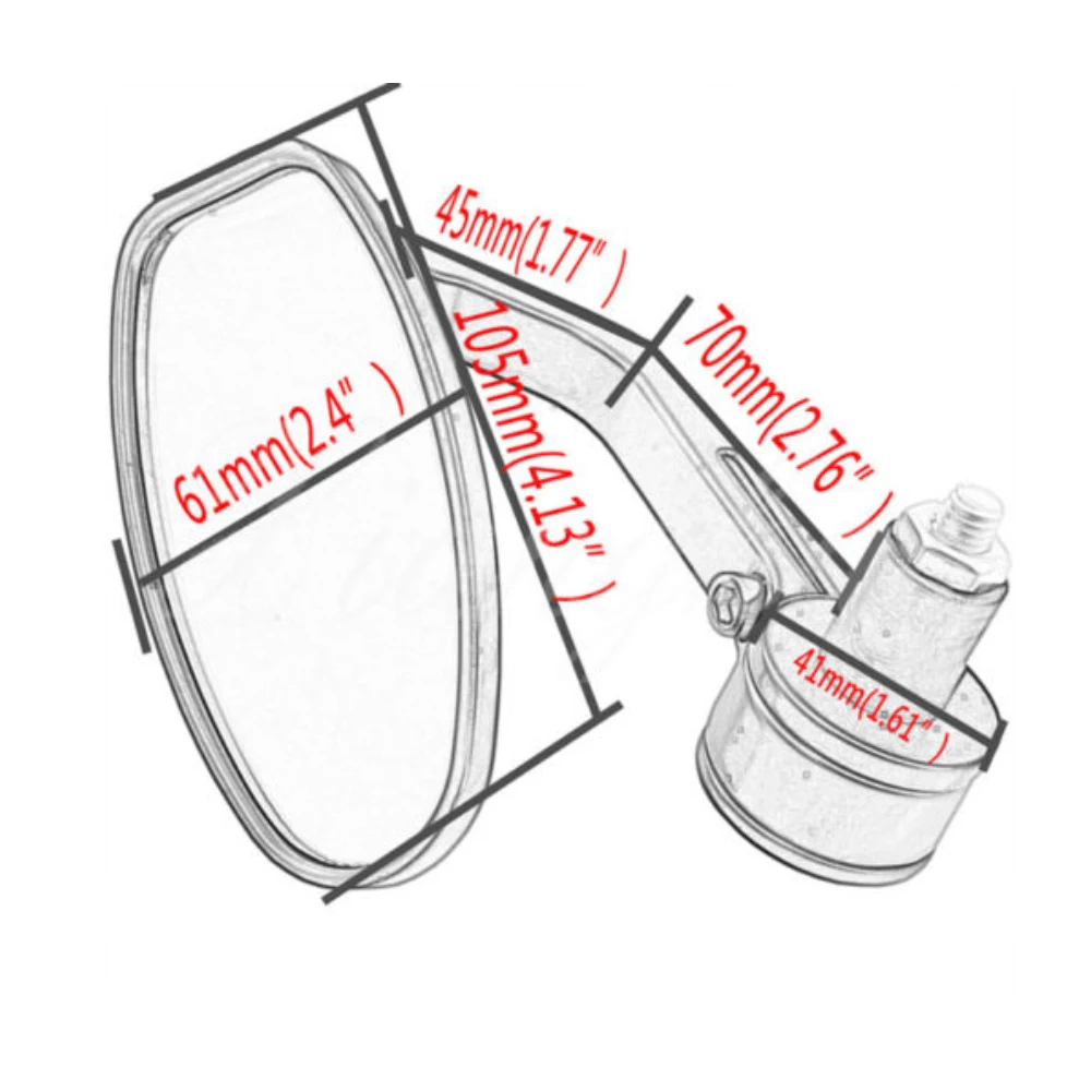 

Motorcycel Rear View Side Wing Mirrors Universal Fits Motorbike with 7/8'' bar end 22mm