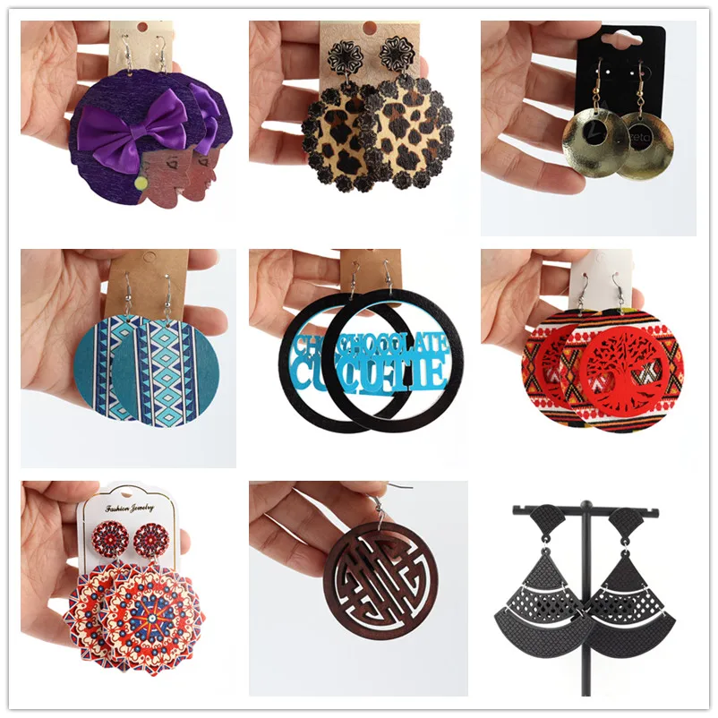 Бесплатная доставка! Небольшое количество со склада! Дешевые деревянные серьги в