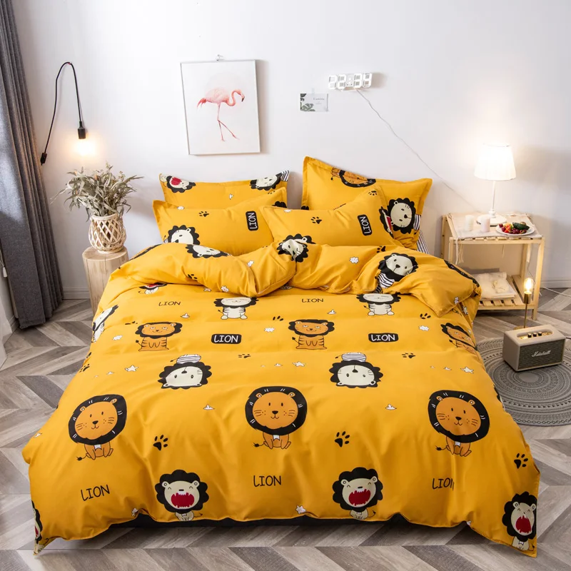 

Bed Sheet Set Animal series Cartoon Bedding Set Kids Single Double Queen King Size Bed Linens Cotton Blend Nordic Cover Sheets
