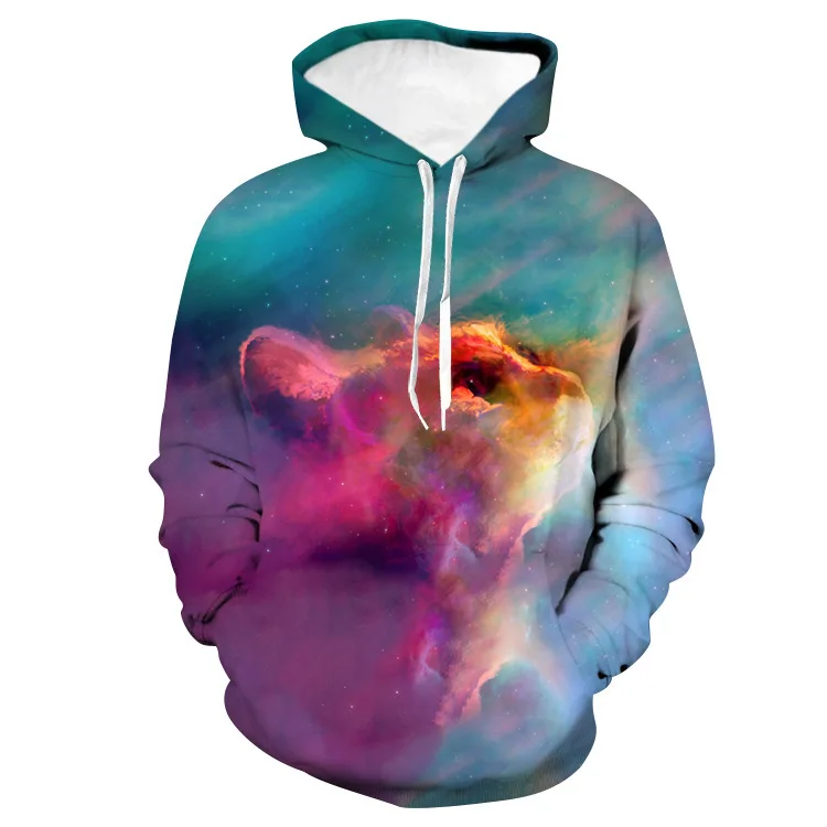 

2021 New Style for Autumn and WinterHoodie Colorful 3D Printing Sweater Comfortable round Neck Drawstring Baseball Uniform