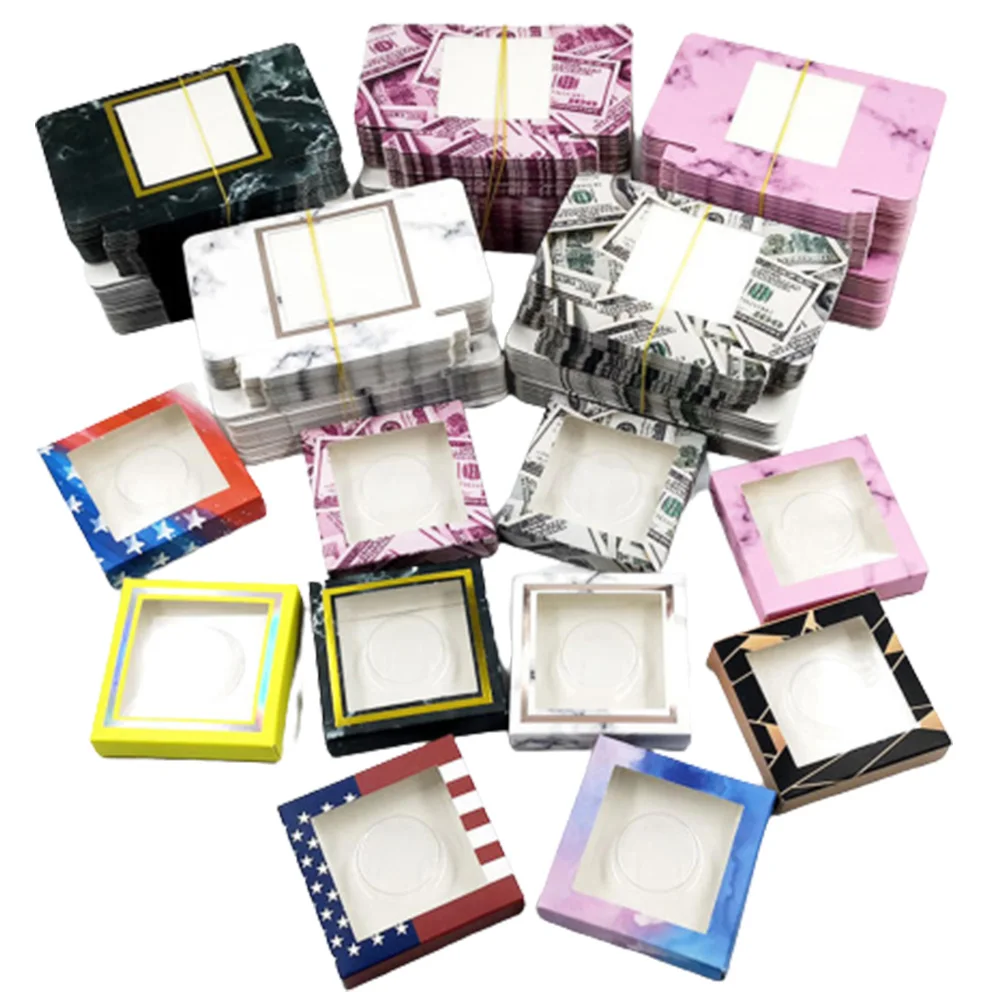 

50pcs/set Wholesale Eyelash Packaging Box Lash Boxes Package Custom Without Tray Dark Pink Rectangle Cardboard Gift Storage Case