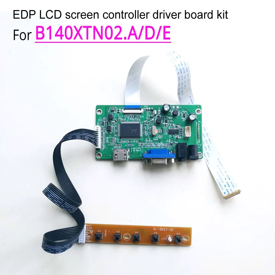 

For AUO B140XTN02.A/D/E 14" 1366x768 WLED EDP 30 Pins Laptop PC LCD Screen VGA Display Controller Board Driver Card DIY Kit