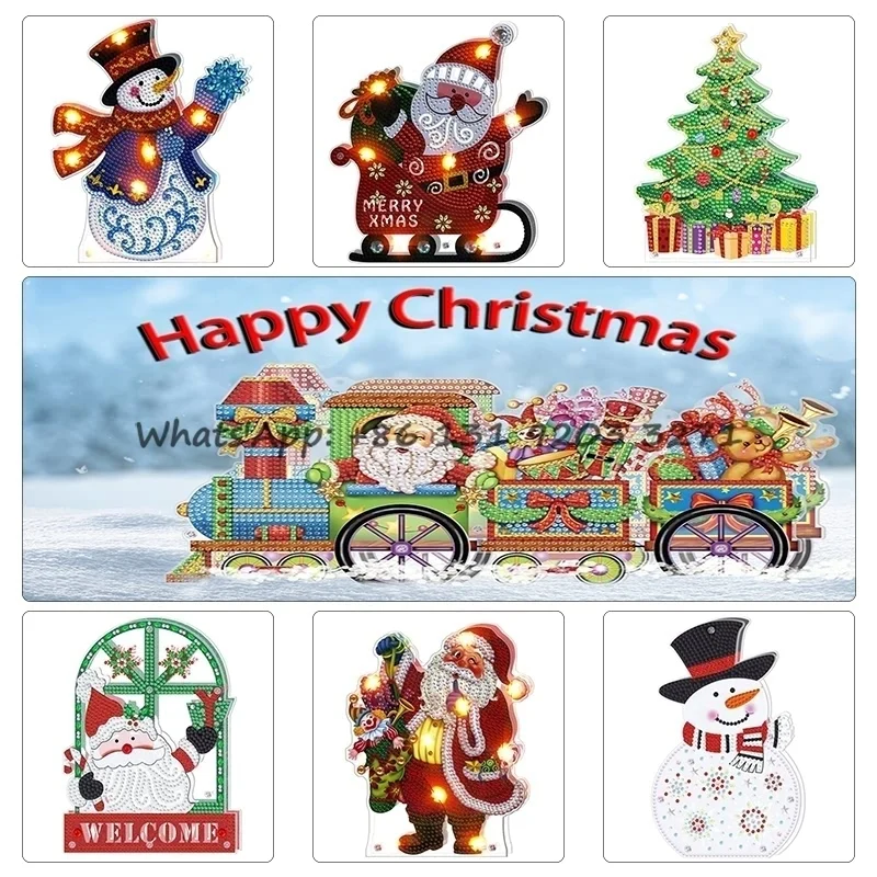 

Christmas Decoration DIY Diamond Painting LED Night Light Special Shaped Drill Night Light Home Decor Gift No Battery