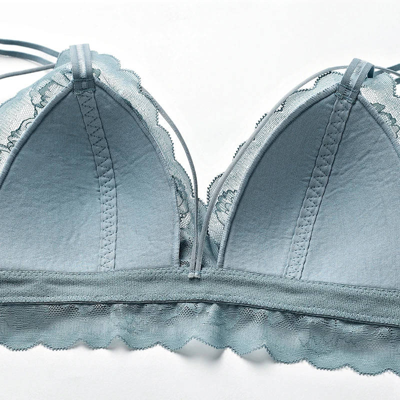 Кружевной бюстгальтер с тонкой подкладкой треугольный бандажный беспроводной