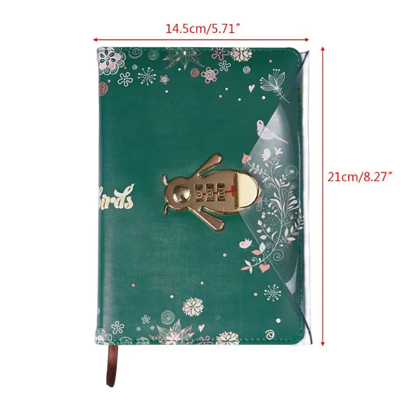 

Flower Notebook with Password Lock Leather Travel Sketching Diary Planner Notepad for Business Writing