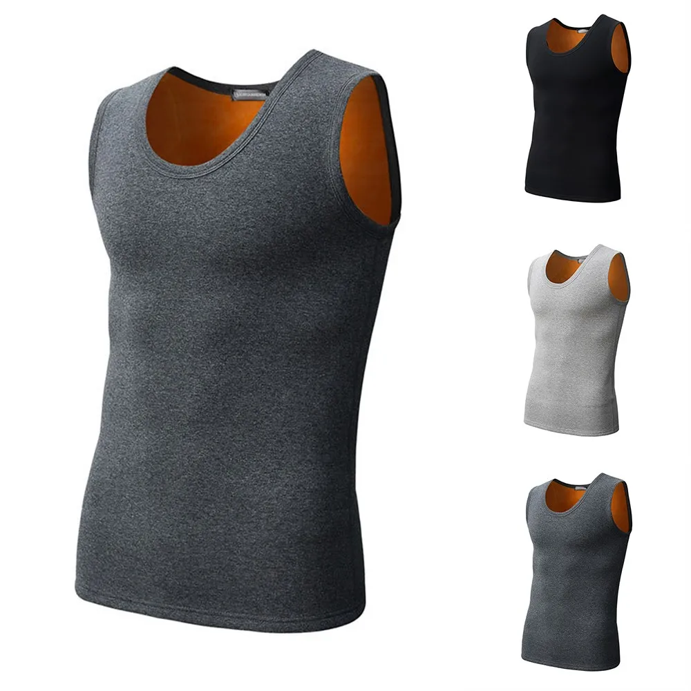 Men Double-Faced Fleece Plus Velvet Thick Warm Vest Kan Mian Slim Underwear Fleece Fashion Undershirt Winter Thermal Underwear