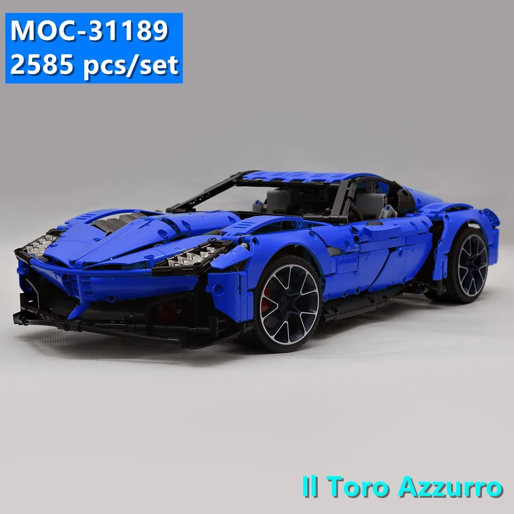 Новый Супер гоночный автомобиль серии MOC Il Toro Azzurro легинглы техническая модель