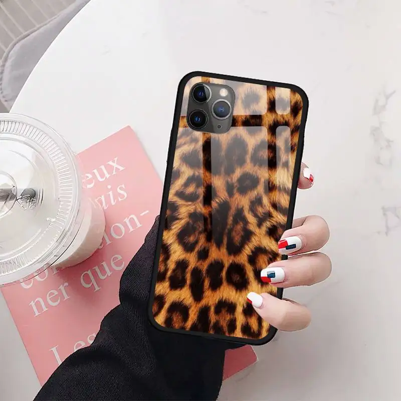 

Leopard cheetah skin print Phone Case Tempered glass For iphone 11 12 PRO MAX X XS XR 5C 6 6S 7 8 plus