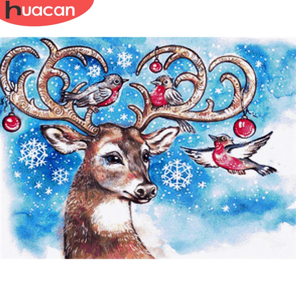 HUACAN алмазная вышивка Рождественская птица картина стразы Алмазная олень мозаика