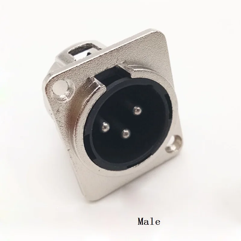 Панель Шасси металлический квадратный микрофон jack Enchufe 3PIN XLR разъем 3PIN Мужской Женский Разъем провода разъем XLR jack - Цвет: Male