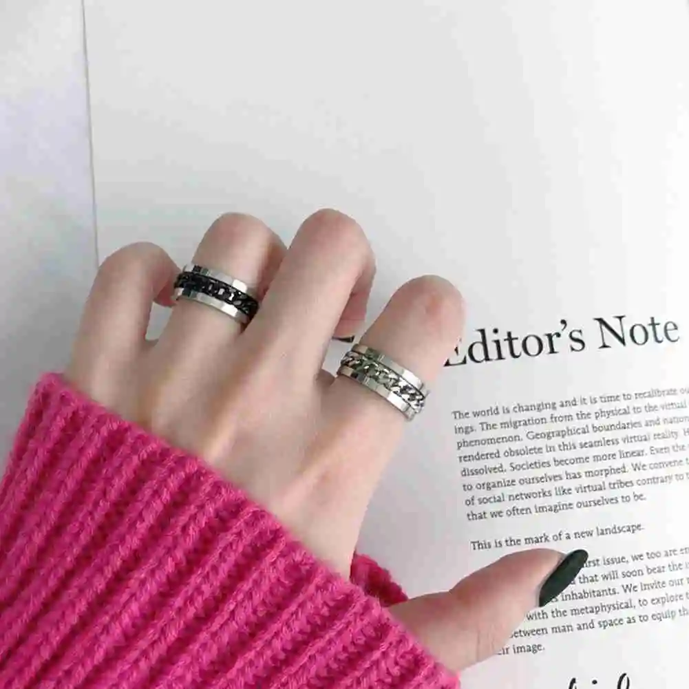 

Titanium Steel Rotatable Chain Rings For Women Men Spinner Ring Multifunctional Chain Ring Simple Chain Ring Transfer Jewelry
