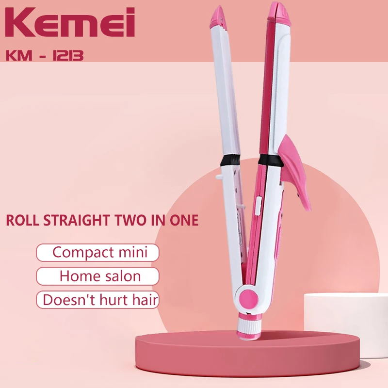 

KeMei 3 In 1 Hair Straightener Hair Curling Iron Ceramic Straightening Corn Clip 100V-240V Irons Styling Tools Curler Hair Iron