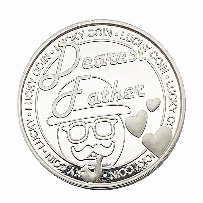 

Russian Father's Day Silver-plated Four-leaf Clover Commemorative Coin Collection Coin Lucky Blessing Coin Love Medal