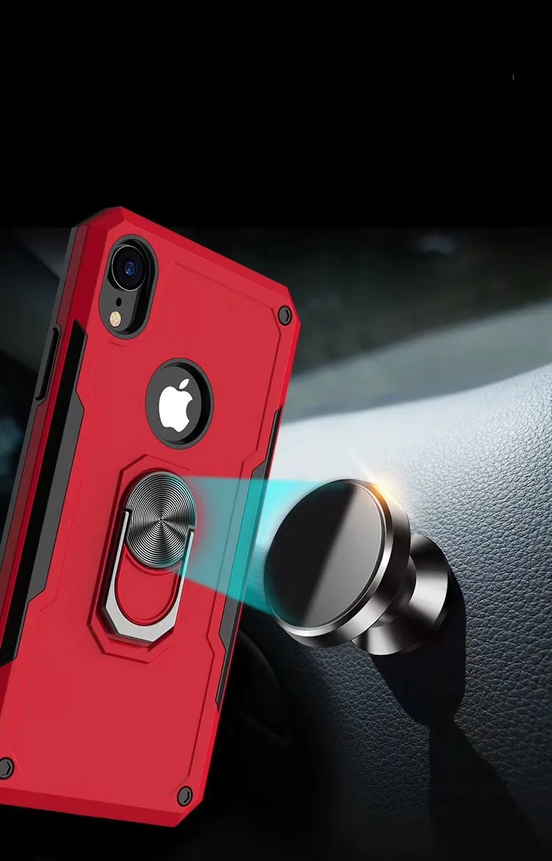 Case for iPhone 11 Pro Max X XS XR With Metal Finger Ring Bracket Blade Car Cover For 7 8 6 Plus Plain Protective |