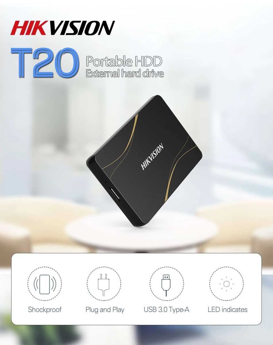 Hikvision HDD 1 ТБ Портативный жесткого диска DriveExternal 2 USB3.0 Тип мобильное внешнее
