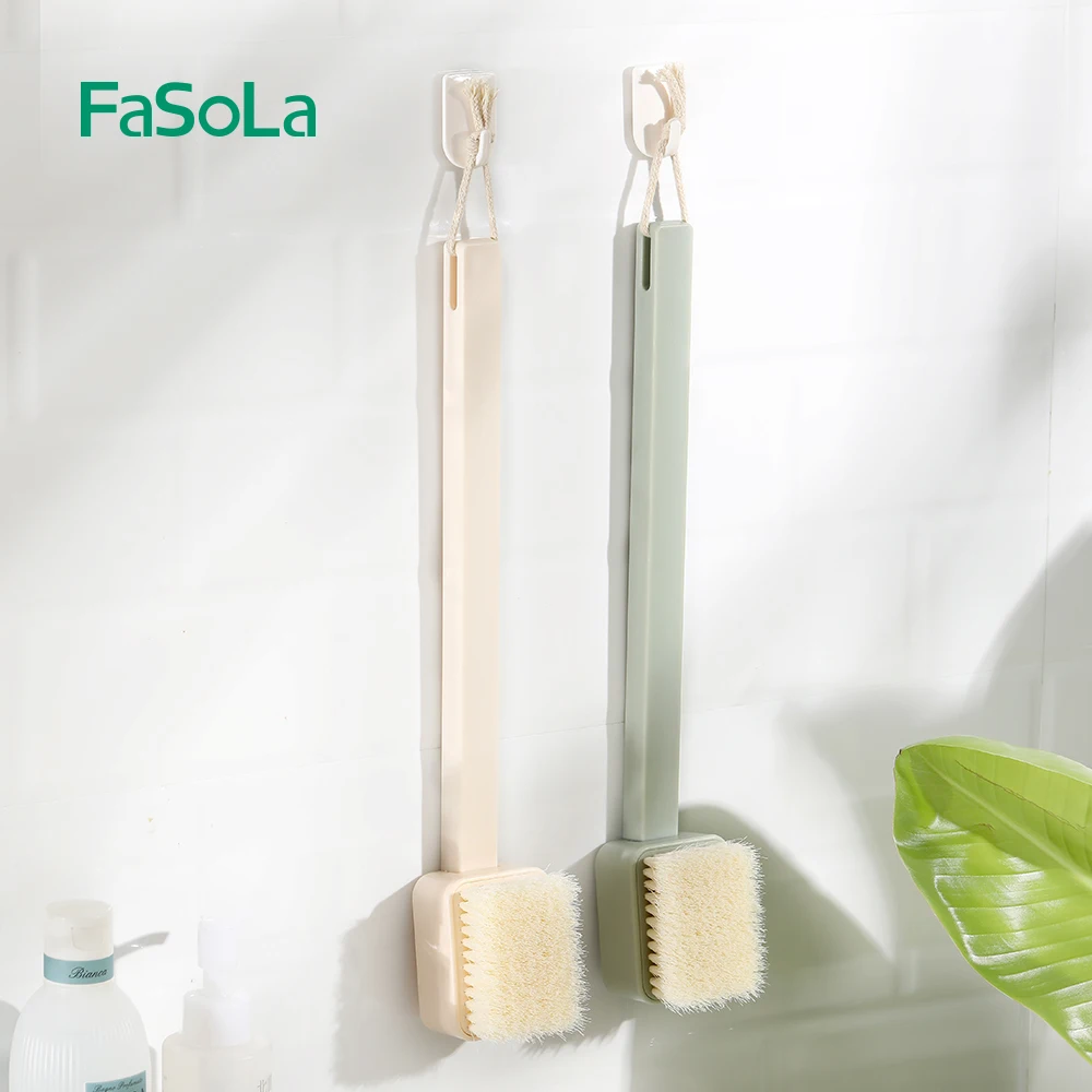 

FaSoLa Body Brush Dry Massage Removable Brush Head Sponges Brushes Bath Sauna Brush with Long Handle Washing Body Tools