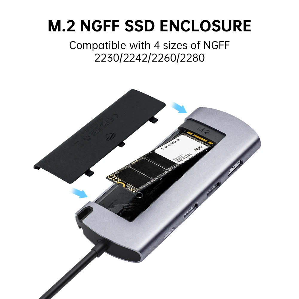 Чехол Netac USB C Hub Type 3 1 M2 SSD 6 в HUB 4K HDMI RJ45 PD 0 M.2 B-Key для настольного ноутбука MacBook Pro Air
