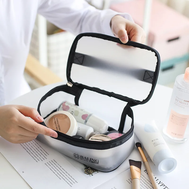 

TPU waterproof transparent cosmetic bag frosted portable travel multifunctional washing and storage bag