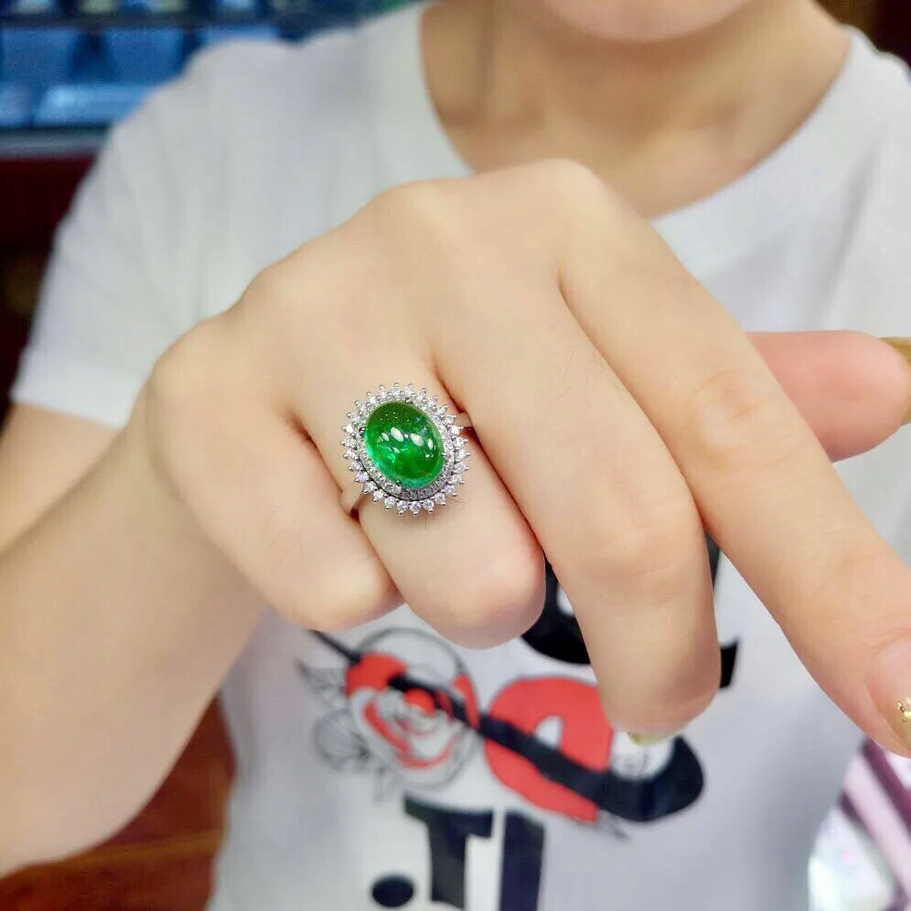 Настоящие хорошие драгоценности чистый 18 K Белый Золотой натуральный изумруд 3.8ct драгоценный камень бриллианты ювелирные изделия женские кольца для женщин тонкое кольцо