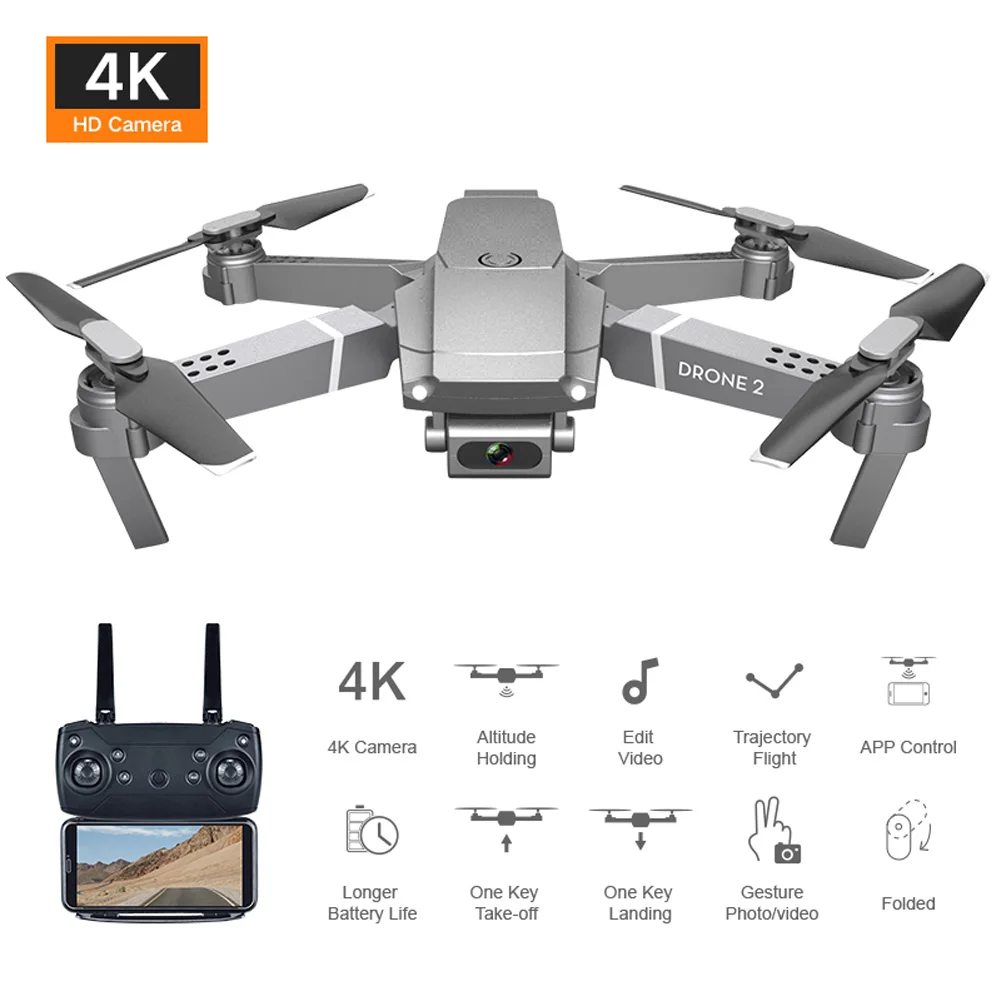 Складной Дрон E68 с широкоугольной камерой Wi Fi FPV 4K HD режим высокого удержания