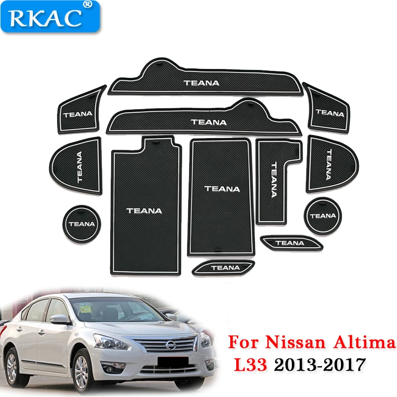 RKAC для Nissan Teana Altima L33 2013- слот-коврик для двери автомобиля Противоскользящие коврики резиновые коврики подставки под стакан коврик ворота Слот колодки