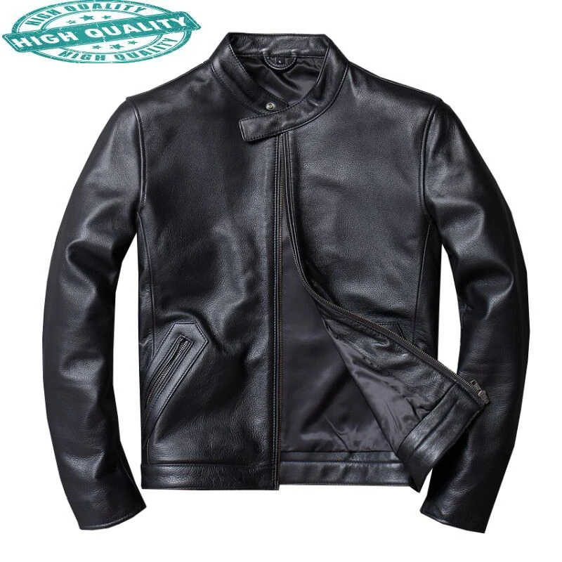 

Cow Genuine Leather Sheepskin Coat for Men Cowhide Motorcycle Jacket Man Bomber Blouson Cuir Homme u682 KJ2452