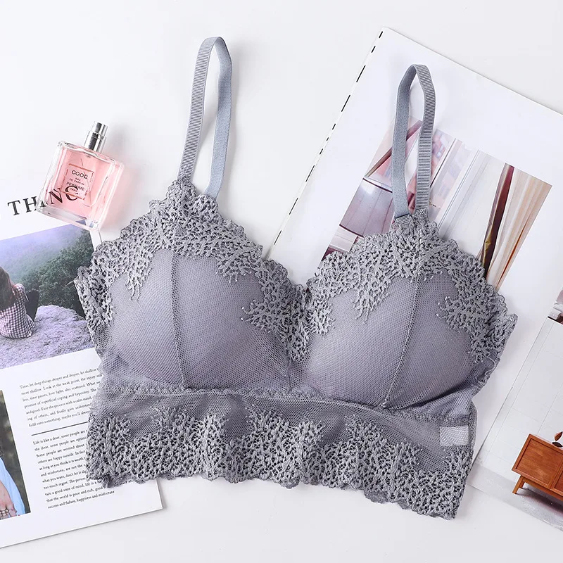 Женский кружевной топ CHRLEISURE Прозрачное нижнее белье с эффектом пуш-ап и открытой