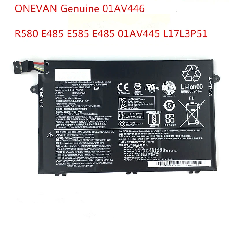 Оригинальный аккумулятор для ноутбука Lenovo E480 E580 R480 R580 L480 L580 01AV445 L17L3P52 10 95 в 45