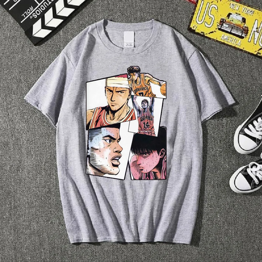 

2021 Japanese Fashion Anime Slam Dunk T-shirt Streetwear Sport for Men Women Summer Hip Hop Short Sleeve