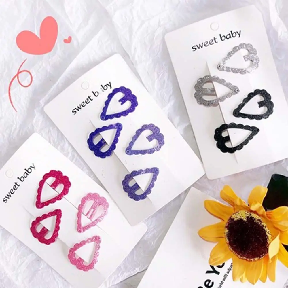 4 шт. новые милые заколки в форме сердца цветные BB зажимы шпильки для волос