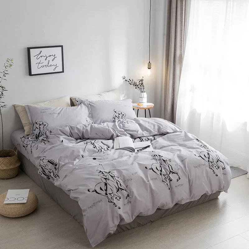 Комплект постельного белья из мягкой хлопковой ткани 3/4 шт. пододеяльник