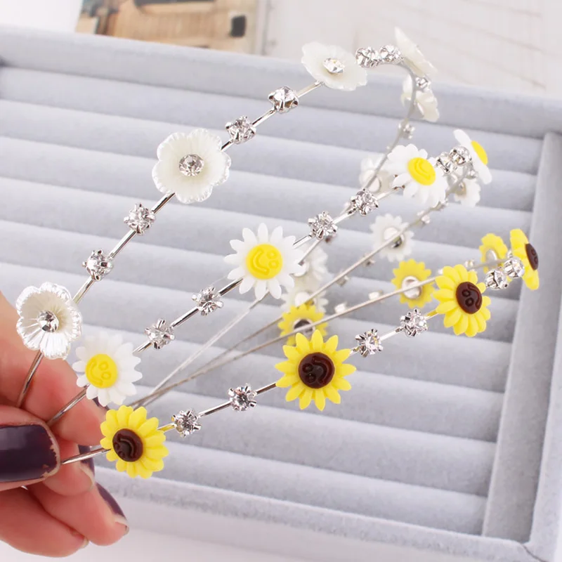Милая романтичная желтая Маргаритка акриловые цветы аксессуары для волос женщин