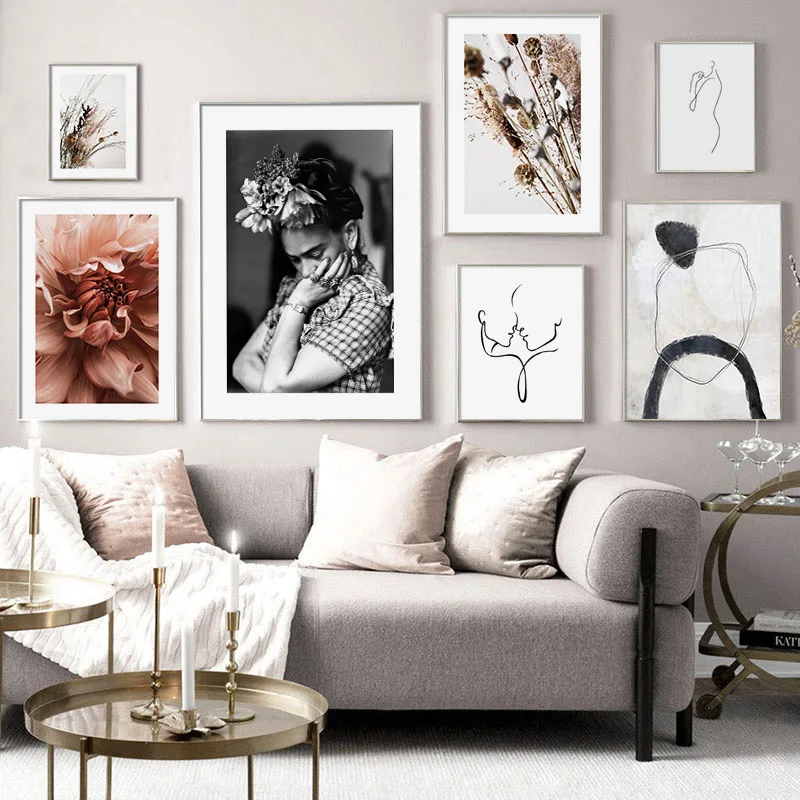 

Скандинавский Цветочный рисунок на холсте, настенная живопись, абстрактный скандинавский постер, печать, украшение комнаты, рождественски...