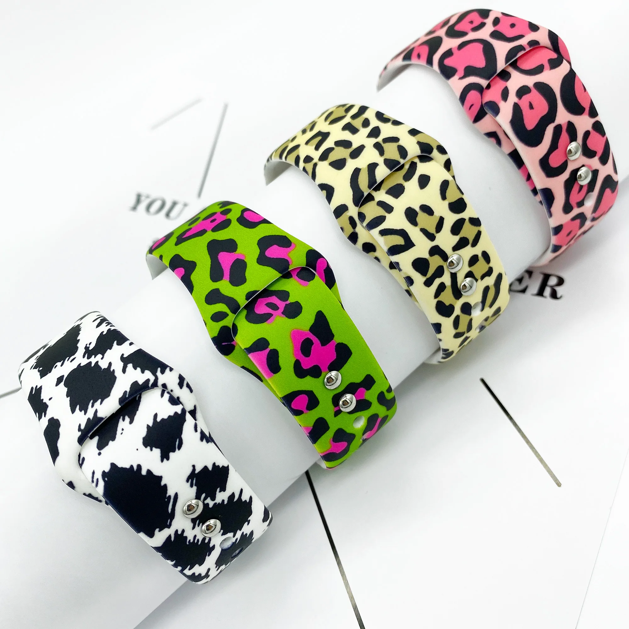 Sport Leopard Sun-Flower Silicone Rubber Strap Band For Apple Watch Band Iwatch 6 7 Series 654321 38mm 40mm 42mm 44mm