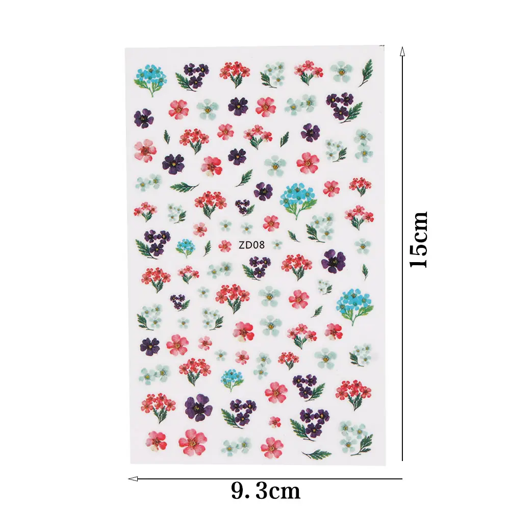 

1 Sheet 3D Waterproof Dried Flowers Nail Art Stickers Self Adhesive Transfer Decals DIY Decoration Nail Accessories Nail Sticker