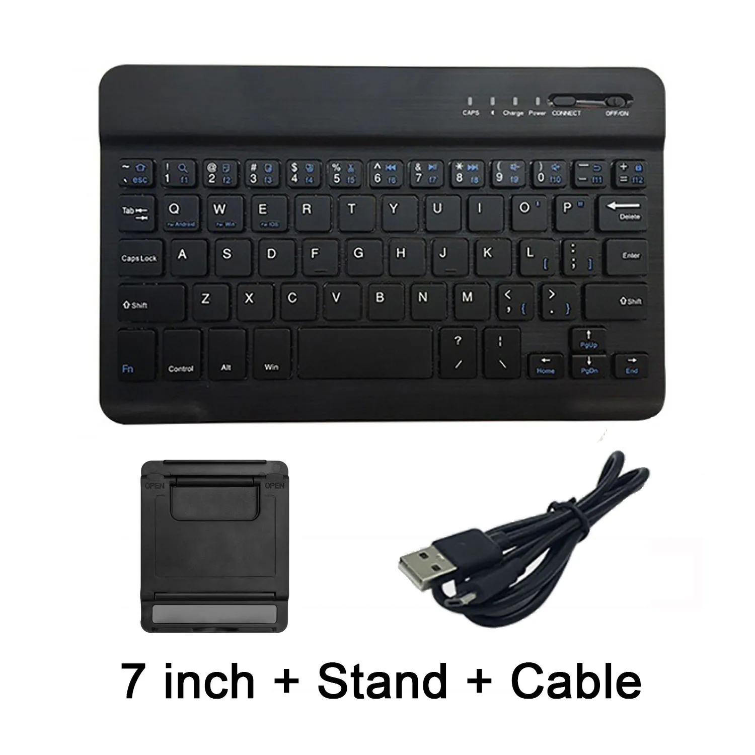 7in Black with stand Ультра тонкая мультимедийная алюминиевая Беспроводная Bluetooth клавиатура для IOS Android планшетный ПК Windows для IPad Min Bluetooth клавиатура - Цвет: 7in Black with stand