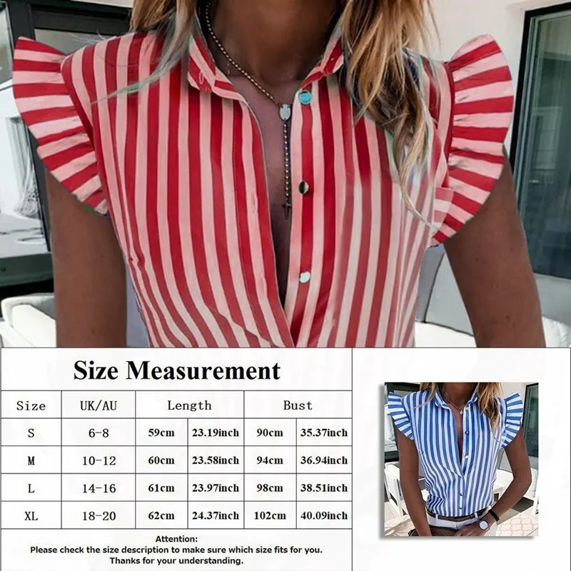 

Fashion Summer Elegnat Striped Print Shirt 2020 New Sleeveless Button Shirts Office Lady Blouse Loose Blusas Tops