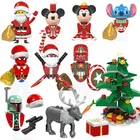 Рождественский подарок, игрушка для детей, Санта-Клаус, Микки, супергерой, Мститель, мини-кукла, фигурка, строительный блок, Рождественская елка, олень, лось, кирпич