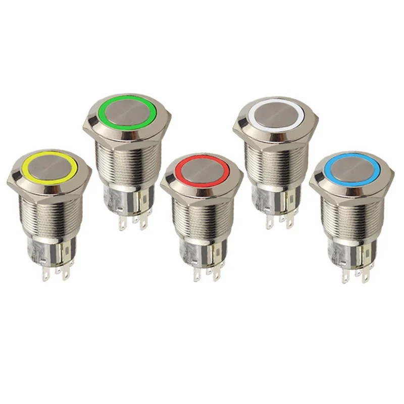 Металлический водонепроницаемый кнопочный переключатель 19 мм для автомобиля ПК
