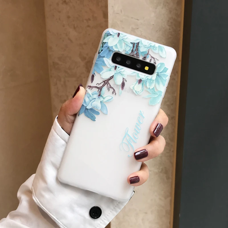 Мягкий чехол YHBBCASES из ТПУ с рельефными мультяшными цветами для Samsung Galaxy S8 S9 S10 Plus